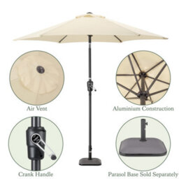 Christow 2.4M Crank And Tilt Parasol With Uv Protection - thumbnail 6