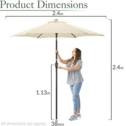 Christow 2.4M Crank And Tilt Parasol With Uv Protection - thumbnail 7