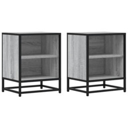 Berkfield Bedside Cabinets 2 Pcs Grey Sonoma 40X31X50 Cm Engineered Wood And Metal - thumbnail 2