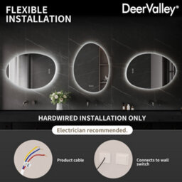 Deervalley Wall Hung  Bathroom Mirror Led Lights, Demister & Bluetooth Speaker, Dimmable 3 Colour Lights, Shatterproof Glass - thumbnail 8
