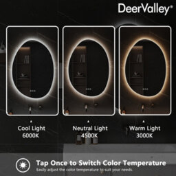 Deervalley Wall Hung  Bathroom Mirror Led Lights, Demister & Bluetooth Speaker, Dimmable 3 Colour Lights, Shatterproof Glass - thumbnail 7