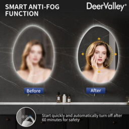 Deervalley Wall Hung  Bathroom Mirror Led Lights, Demister & Bluetooth Speaker, Dimmable 3 Colour Lights, Shatterproof Glass - thumbnail 4