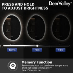 Deervalley Wall Hung  Bathroom Mirror Led Lights, Demister & Bluetooth Speaker, Dimmable 3 Colour Lights, Shatterproof Glass - thumbnail 6