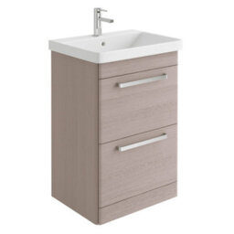Plum&clay Emery Textured Grey Floor Standing Bathroom Vanity Unit & Basin Set With Chrome Handles (W)50Cm (H)86Cm