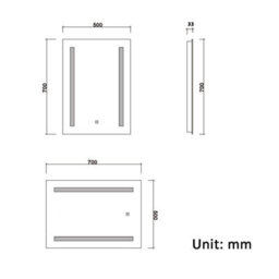 AVER-GROWTH Illuminated Bathroom Led Mirror With Lights Dimmable Demister Pad Touch/wall Switch Vertical/horizontal Wall Mounted 500X700mm - thumbnail 7