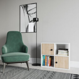 Decorotika Tuttle 2-Tier And 2 Cabinets Bookcase White & Oak - thumbnail 2