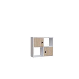 Decorotika Tuttle 2-Tier And 2 Cabinets Bookcase White & Oak - thumbnail 3