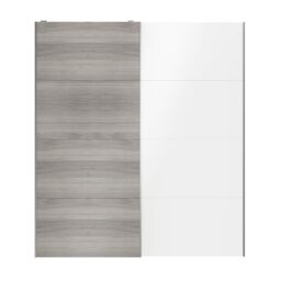 GoodHome Atomia Contemporary Panelled Non-Mirrored Grey & White Oak Effect High Gloss 2 Door Sliding Wardrobe Door Kit (H)2250mm (W)2000mm - thumbnail 2