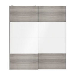 GoodHome Atomia Contemporary Panelled Non-Mirrored Grey & White Oak Effect High Gloss 2 Door Sliding Wardrobe Door Kit (H)2250mm (W)2000mm - thumbnail 1
