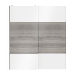 GoodHome Atomia Contemporary Panelled Non-Mirrored Grey & White Oak Effect High Gloss 2 Door Sliding Wardrobe Door Kit (H)2250mm (W)2000mm - thumbnail 3