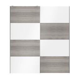 GoodHome Atomia Contemporary Panelled Non-Mirrored Grey & White Oak Effect High Gloss 2 Door Sliding Wardrobe Door Kit (H)2250mm (W)2000mm - thumbnail 4