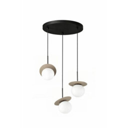 Luminosa Lighting Luminosa Aura Cluster Pendant Ceiling Light Black, Beige White Glass Shade 3X E27 - thumbnail 1