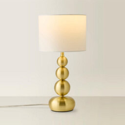 Valuelights Marissa Gold Stacked Ball Bedside Light Table Lamp With Drum Shade - Led Bulb Included - thumbnail 6