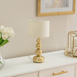 Valuelights Marissa Gold Stacked Ball Bedside Light Table Lamp With Drum Shade - Led Bulb Included - thumbnail 3