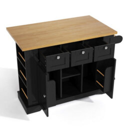 Abrihome 5-Wheel Farmhouse Kitchen Cart With Foldable Table 132Cm Dropleaf Island Unit With Drawer, Spice Rack & Usb Socket - thumbnail 8