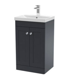 Balterley Swynnerton Traditional 2 Door Floor Standing Vanity Unit With Thin Edge Basin, Dark Grey, 500mm - thumbnail 1