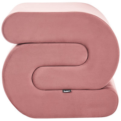 Wyld And Coco Pink Velvet S-Shape Pouffe - Foam-Filled Footstool For Living Room, No Assembly (W45 X D50 X H48Cm) - image 1