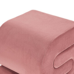 Wyld And Coco Pink Velvet S-Shape Pouffe - Foam-Filled Footstool For Living Room, No Assembly (W45 X D50 X H48Cm) - thumbnail 6