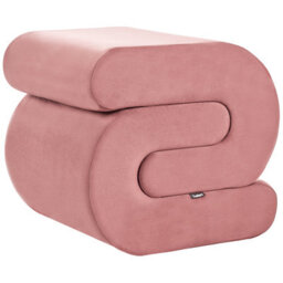 Wyld And Coco Pink Velvet S-Shape Pouffe - Foam-Filled Footstool For Living Room, No Assembly (W45 X D50 X H48Cm) - thumbnail 5