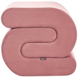 Wyld And Coco Pink Velvet S-Shape Pouffe - Foam-Filled Footstool For Living Room, No Assembly (W45 X D50 X H48Cm) - thumbnail 1