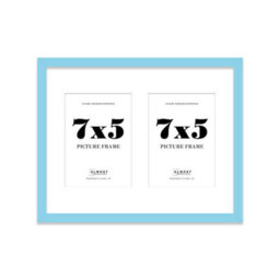 14X11 Inch 2 Opening Photo Collage Frame, Display Two 7X5 Inch Photos, Multi Aperture Family Picture Frame, Light Blue - thumbnail 2