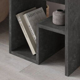 Decortie Bon Modern Square End Coffee Table 40Cm Open Shelf G-Shape Retro Grey Living Room H 40Cm - thumbnail 4