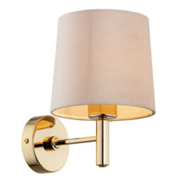 Luminosa Lighting Luminosa Ponte Plus Wall Lamp With Shade Beige, Dark Brass Steel
