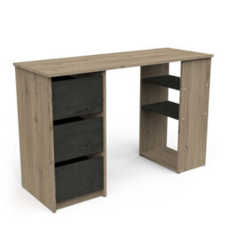 FurniComp LTD Furnicomp Victor 3 Drawer Black And Oak Office Desk - thumbnail 6