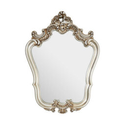 Orsina  Elegant Champagne Finish Rose Crest Wall Mirror, Light Enhancing Hallway Mirror, Functional Wall Mirror - thumbnail 1
