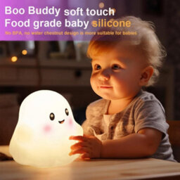 Amorly Ghost Children's Night Light, Soft Squishy Warm Light Silicone Lamp, Tap Controlled Rechargeable Table Bedside Lamp For Kids - thumbnail 3