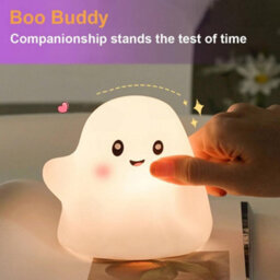 Amorly Ghost Children's Night Light, Soft Squishy Warm Light Silicone Lamp, Tap Controlled Rechargeable Table Bedside Lamp For Kids - thumbnail 7