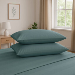 MHG Textiles Waffle Stripe Duvet Cover Set - Soft 200Tc Polycotton Blend, Hotel Quality Bedding - (Superking, Marley) - thumbnail 3