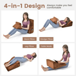 Costway 4 In 1 Bed Wedge Pillow Tablet Pillow Stand Side Pockets High Resilience Foam - thumbnail 5
