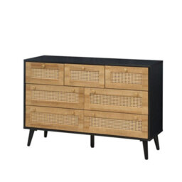 Swish Furniture Manila Black & Pvc Rattan Chest Of 7 Drawers Bedroom Storage Furniture - thumbnail 2