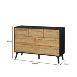 Swish Furniture Manila Black & Pvc Rattan Chest Of 7 Drawers Bedroom Storage Furniture - thumbnail 3