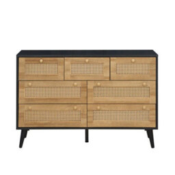 Swish Furniture Manila Black & Pvc Rattan Chest Of 7 Drawers Bedroom Storage Furniture - thumbnail 4