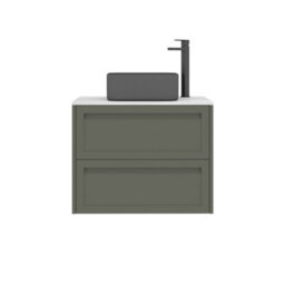 Royal Bathrooms Royal Bathroom Elmore 700mm Matt Green Wall Mounted Countertop Bathroom Vanity Unit 2 Drawer With Art Square Basin - thumbnail 7