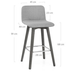 Atlantic Tide Grey Fabric & Grey Wood  Legs Stool - thumbnail 4