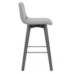 Atlantic Tide Grey Fabric & Grey Wood  Legs Stool - thumbnail 3