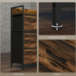 Homcom Bedroom Chest Of Drawers 4 Drawer Dresser W/ Shelf, Rustic Brown - thumbnail 7