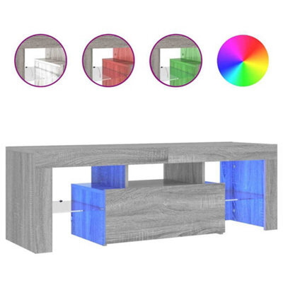 Berkfield Modern Tv Cabinet With Led Lights Grey Sonoma 120X35X40 Cm - image 1