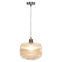 First Choice Lighting Clear Ribbed Glass Kitchen Dining Ceiling Light Pendant With Nickel - thumbnail 2