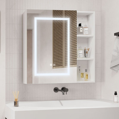 Keepreaper Sleek Wall-Mounted Bathroom Cabinet With 3-Color Led Mirror And Storage 70X70 Cm Bathroom Mirror Cabinet - image 1