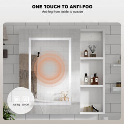 Keepreaper Sleek Wall-Mounted Bathroom Cabinet With 3-Color Led Mirror And Storage 70X70 Cm Bathroom Mirror Cabinet - thumbnail 7