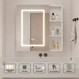 Keepreaper Sleek Wall-Mounted Bathroom Cabinet With 3-Color Led Mirror And Storage 70X70 Cm Bathroom Mirror Cabinet - thumbnail 8