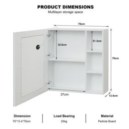 Keepreaper Sleek Wall-Mounted Bathroom Cabinet With 3-Color Led Mirror And Storage 70X70 Cm Bathroom Mirror Cabinet - thumbnail 9