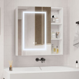 Keepreaper Sleek Wall-Mounted Bathroom Cabinet With 3-Color Led Mirror And Storage 70X70 Cm Bathroom Mirror Cabinet