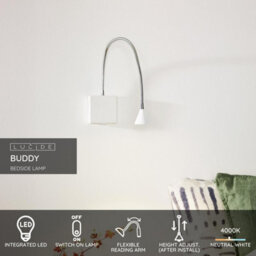 Lucide Buddy Modern Bedside Lamp - Led - 1X4W 4000K - White - thumbnail 2