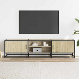 Berkfield Tv Cabinet Sonoma Oak 160X35X41 Cm Engineered Wood And Metal - thumbnail 3