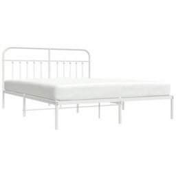 Berkfield Metal Bed Frame With Headboard White 183X213 Cm - thumbnail 3
